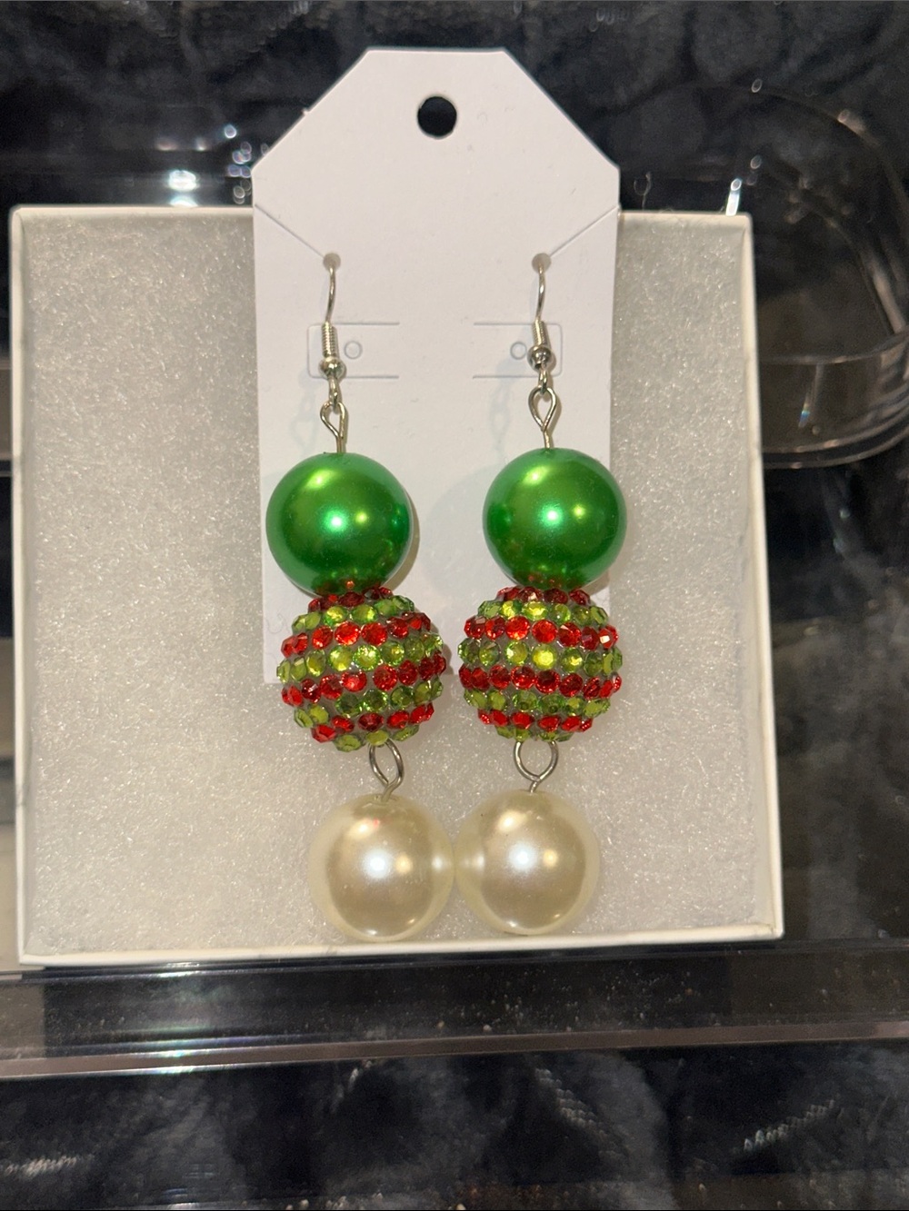 Handmade Green Red Pearl Drop Earrings - Women Jewelry